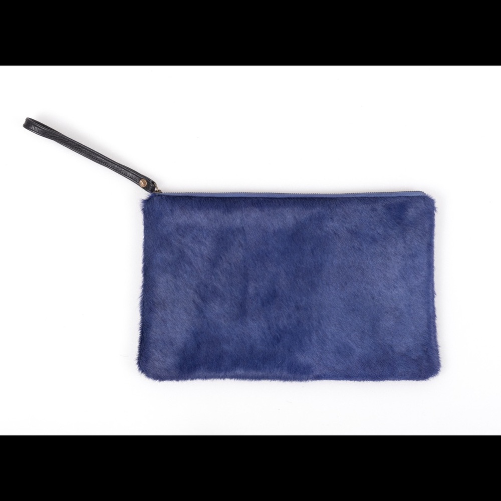 Blue 9 X 13 Cowhide Clutch